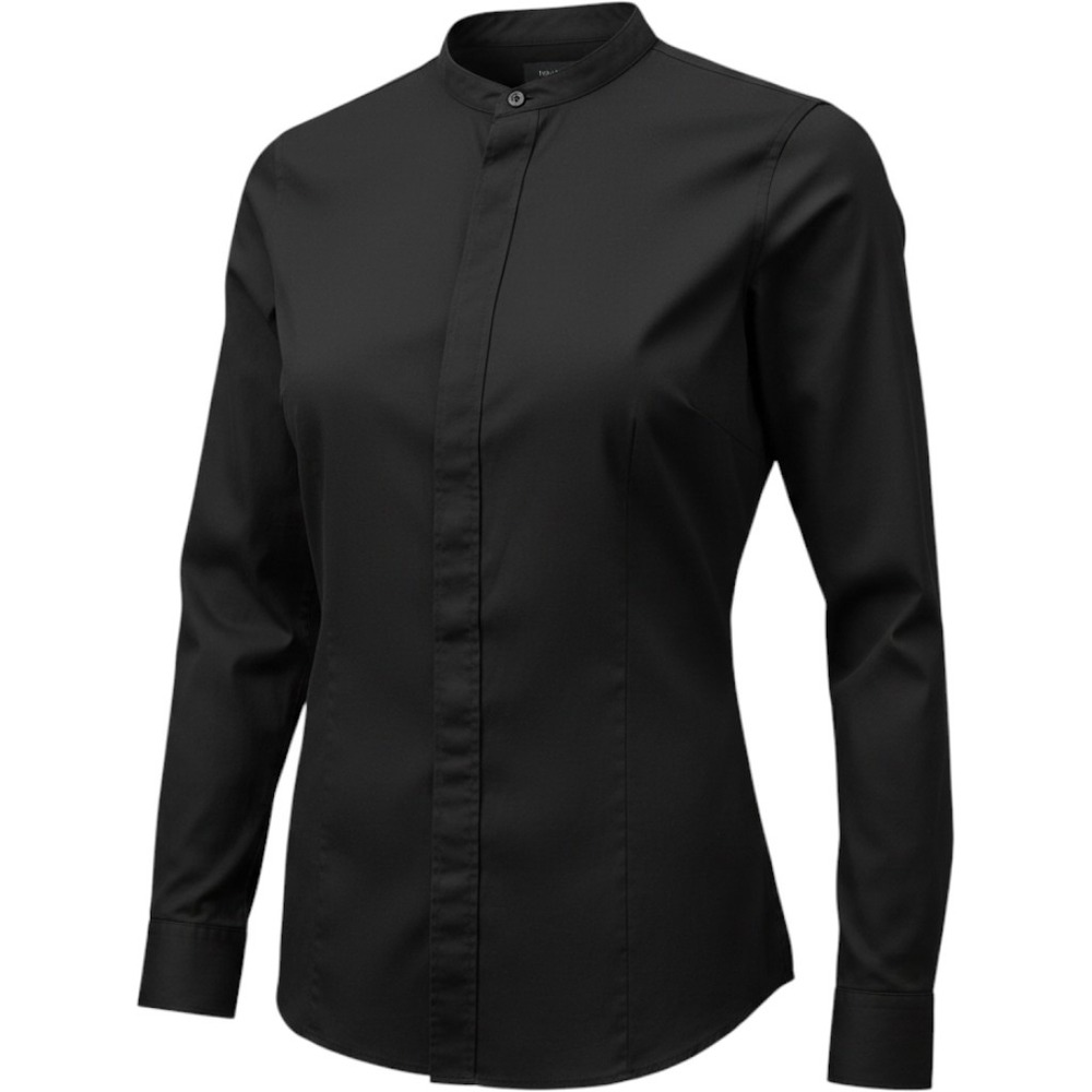 ASOS Grandad Collar Shirt Mens S Black  Slim Fit Hidden Placket Long Slv - Picture 2 of 9